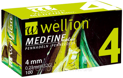 Голки Wellion для інсулінових шприц-ручок MEDFINE plus 0.23 (mm) (32G) x 4 mm (100 шт)