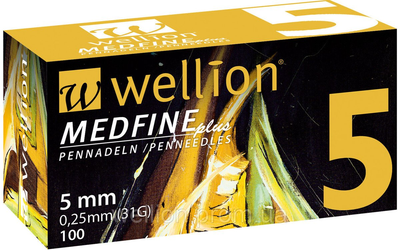 Голки Wellion для інсулінових шприц-ручок MEDFINE plus 0.25 (mm) (31G) x 5 mm (100 шт)