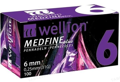 Иглы Wellion для инсулиновых шприц-ручек MEDFINE plus 0.25 (mm) (31G) x 6 mm (100 шт)