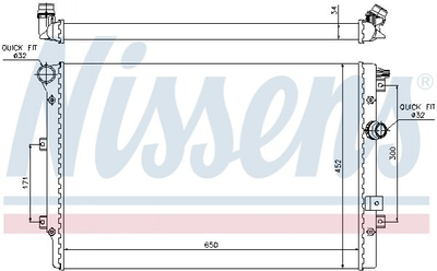 Радіатор охолодження двигуна NISSENS 65015 Volkswagen Tiguan, Sharan 5N0121253P, 5N0121253M, 5N0121253L