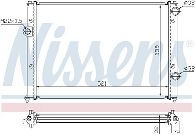 Радіатор охолодження двигуна NISSENS 652511 Volkswagen Passat 757083C238, 3A0121253B, 3A0121253