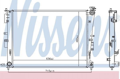 Радіатор охолодження двигуна NISSENS 66780 KIA Optima; Hyundai Sonata 253104R000