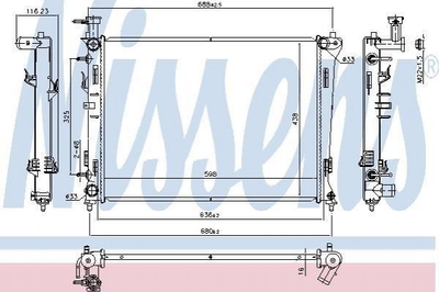 Радіатор охолодження двигуна NISSENS 66778 KIA Cerato 253100M120, 253101M100, 253101M120