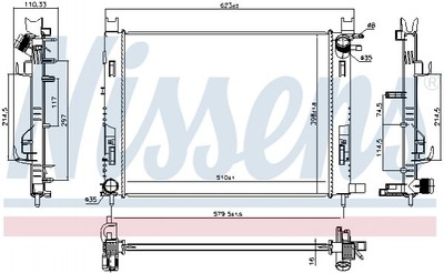 Радиатор охлаждения двигателя NISSENS 637627 Dacia Duster, Logan; Renault Sandero, Logan, Clio, Captur, Duster 214107326R, 214100055R, 214105423R