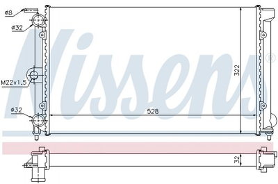 Радіатор охолодження двигуна NISSENS 651111 Volkswagen Passat, Polo 321121253BMT, 171121253BMCT, 321121253BM