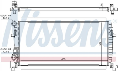Радиатор охлаждения двигателя NISSENS 65317 Seat Leon; Volkswagen Golf, Touran, T-Roc; Skoda Octavia, Yeti; Audi A3 5Q0121251EC, 5Q0121251EB