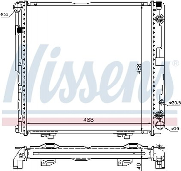 Радиатор охлаждения двигателя NISSENS 62763A Mercedes E-Class A1245006303, A1245006202, 1245006202