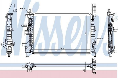 Радіатор охолодження двигуна NISSENS 66860 Ford C-Max, Focus, Connect, Transit 1766348, 1804849, 1830145