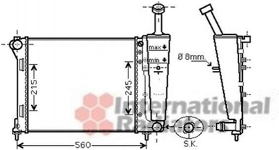 Радіатор охолодження двигуна Van Wezel 17002345 Fiat 500, Panda; Ford KA 1559504, 51787115, 1814153