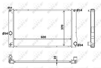 Радиатор охлаждения двигателя NRF 53926 Toyota Prius, Auris 164000T240, 1640037230, 1640037240