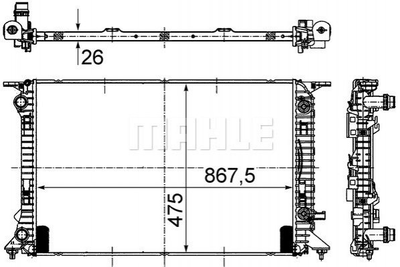 Радіатор охолодження двигуна MAHLE / KNECHT CR 910 000S Audi Allroad, A5, Q5, A6, A4, A7, Q3 8K0121251K, 8K0121251AC, 8K0121251AD