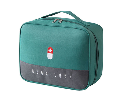 Органайзер-сумка для ліків "GOOD LUCK". Розмір 25х20х13,5 см. Зелена