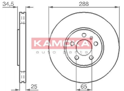 Тормозные диски KAMOKA 1032442 Volkswagen Bora, Golf; Skoda Octavia, Fabia; Audi A3 1J0615301S, 1J0615301R