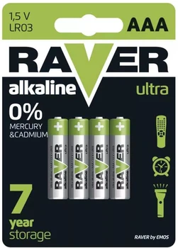 Батарейка Raver by Emos B7911 AAA Alkaline BLI 4 шт (B7911)