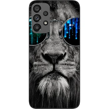 Силиконовый чехол SMTT для Samsung Galaxy A73 5G с картинкой Лев в очках