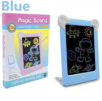 Детская дощечка для рисования 3d magic pad в темноте с маркерами и картинками