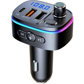 FM-трансмиттер модулятор T65 QC3.0 PD 18W Черный (FMT65)