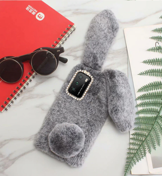 Чохол плюшевий кролик з вушками для Xiaomi Poco M3 Gray
