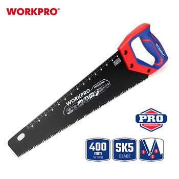 Ножовка по дереву WORKPRO 400 мм 7TPI SK5 тефлоновое покрытие PRO PLUS WP215013