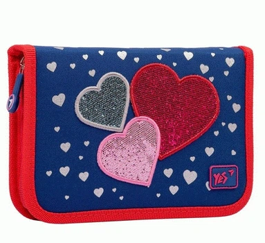 Пенал без наповнення Heart beat HP-02 одинарний без клапана синій 19,5x13x3,7 см YES