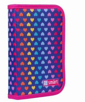 Пенал без наповнення одинарний із клапаном HP-03 Rainbow hearts 19,5x13x3,7 см SMART
