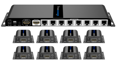 Разветвитель-удлинитель 1 на 8 HDMI по витой паре до 40 метров Lenkeng LKV718Pro