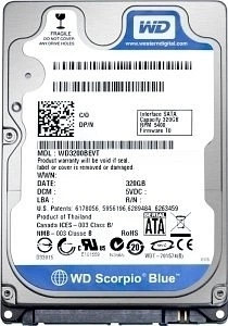 Накопитель HDD 2.5" SATA 320Gb WD, 8Mb, Caviar Blue (WD3200LPVX)