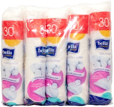 Ватні диски Bella Cotton Круглі 5 х 80 шт + 30% (5900516040857)