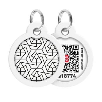Адресник - жетон для собак и котов WAUDOG Smart ID Геометрия, L, металлический, круглый Ø30 мм, с QR-паспортом, арт. 230-0202