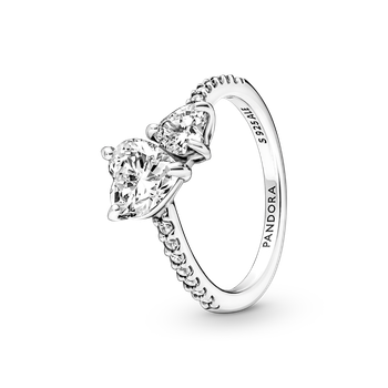 Срібна каблучка "Два серця" 191198C01 . 50-60