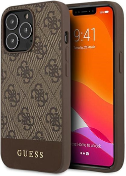 Etui plecki Guess 4G Stripe Collection do Apple iPhone 14 Pro Max Brown (3666339088538)