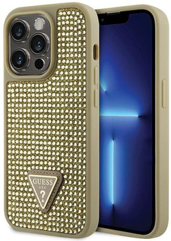 Панель Guess Rhinestone Triangle для Apple iPhone 14 Pro Max Золотий (3666339120085)