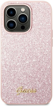 Панель Guess Glitter Script для Apple iPhone 14 Pro Max Рожевий (3666339065072)