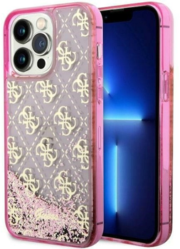 Etui plecki Guess Liquid Glitter Transculent do Apple iPhone 14 Pro Max Pink (3666339116262)