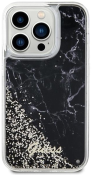 Etui plecki Guess Liquid Glitter Marble do Apple iPhone 14 Pro Max Black (3666339127305)
