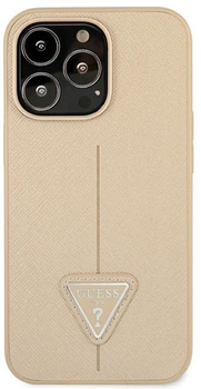 Etui plecki Guess Saffiano Triangle Logo do Apple iPhone 14 Pro Max Beige (3666339065430)