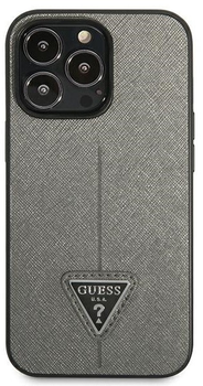 Etui plecki Guess Saffiano Triangle Logo do Apple iPhone 14 Pro Max Silver (3666339065478)