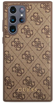 Etui plecki Guess 4G Metal Gold Logo do Samsung Galaxy S23 Ultra Brown (3666339117009)