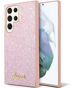 Etui plecki Guess Glitter Script do Samsung Galaxy S23 Ultra Pink (3666339117337)