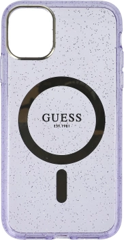 Панель Guess Glitter Gold MagSafe для Apple iPhone 11 Фіолетовий (3666339125608)