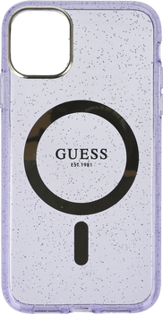 Etui plecki Guess Glitter Gold MagSafe do Apple iPhone 11 Purple (3666339125608)