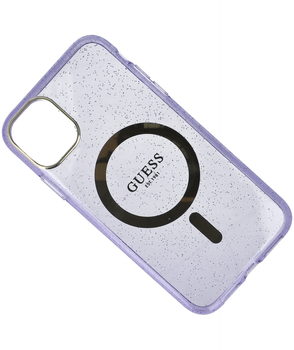 Etui plecki Guess Glitter Gold MagSafe do Apple iPhone 11 Purple (3666339125608)
