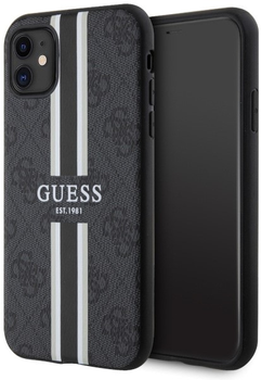 Etui plecki Guess 4G Printed Stripes MagSafe do Apple iPhone 11 Black (3666339119614)