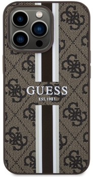 Панель Guess 4G Printed Stripes MagSafe для Apple iPhone 13/13 Pro Коричневий (3666339119751)