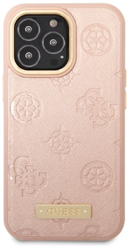Etui plecki Guess Peony Logo Plate MagSafe do Apple iPhone 13/13 Pro Pink (3666339056711)