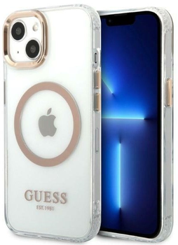Панель Guess Metal Outline Magsafe для Apple iPhone 13 Золотий (3666339057145)