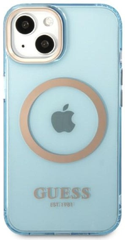 Etui plecki Guess Gold Outline Translucent MagSafe do Apple iPhone 13 Blue (3666339056988)