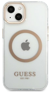 Панель Guess Metal Outline Magsafe для Apple iPhone 13 Золотий (3666339057145)