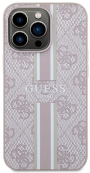 Панель Guess 4G Printed Stripes MagSafe для Apple iPhone 13 Pro Max Рожевий (3666339119867)