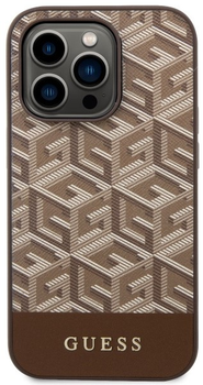 Etui plecki Guess G Cube Stripes MagSafe do Apple iPhone 14 Pro Brown (3666339112486)